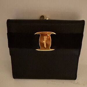 Salvatore Ferragamo Black and Gold Wallet
